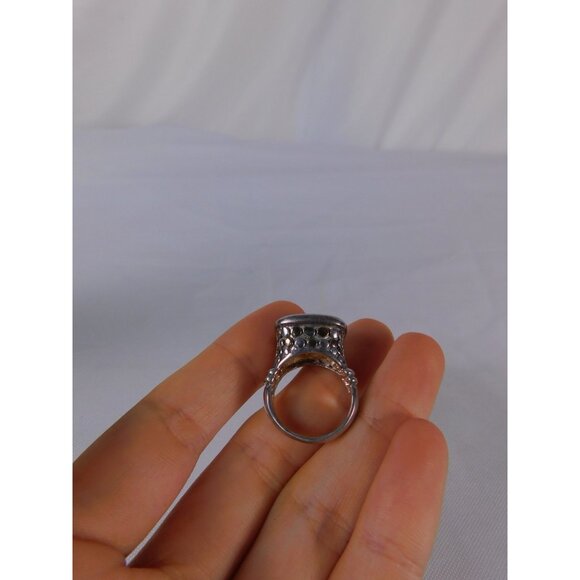 Statement Sterling Silver Ring Large Cushion Cut Clear Stone Womens Size 8 Jewel - Picture 5 of 11
